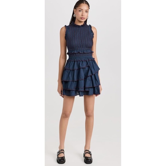 Sea New York Dresses & Skirts - SEA New York Navy Blue Ruffled Tiered Smocked Dress Size 4
